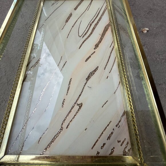 Rachel Zoe Glass Vanity Trinket Tray Leopard Cheetah Gold Tone Office Bathroom 2 - Picture 13 of 14